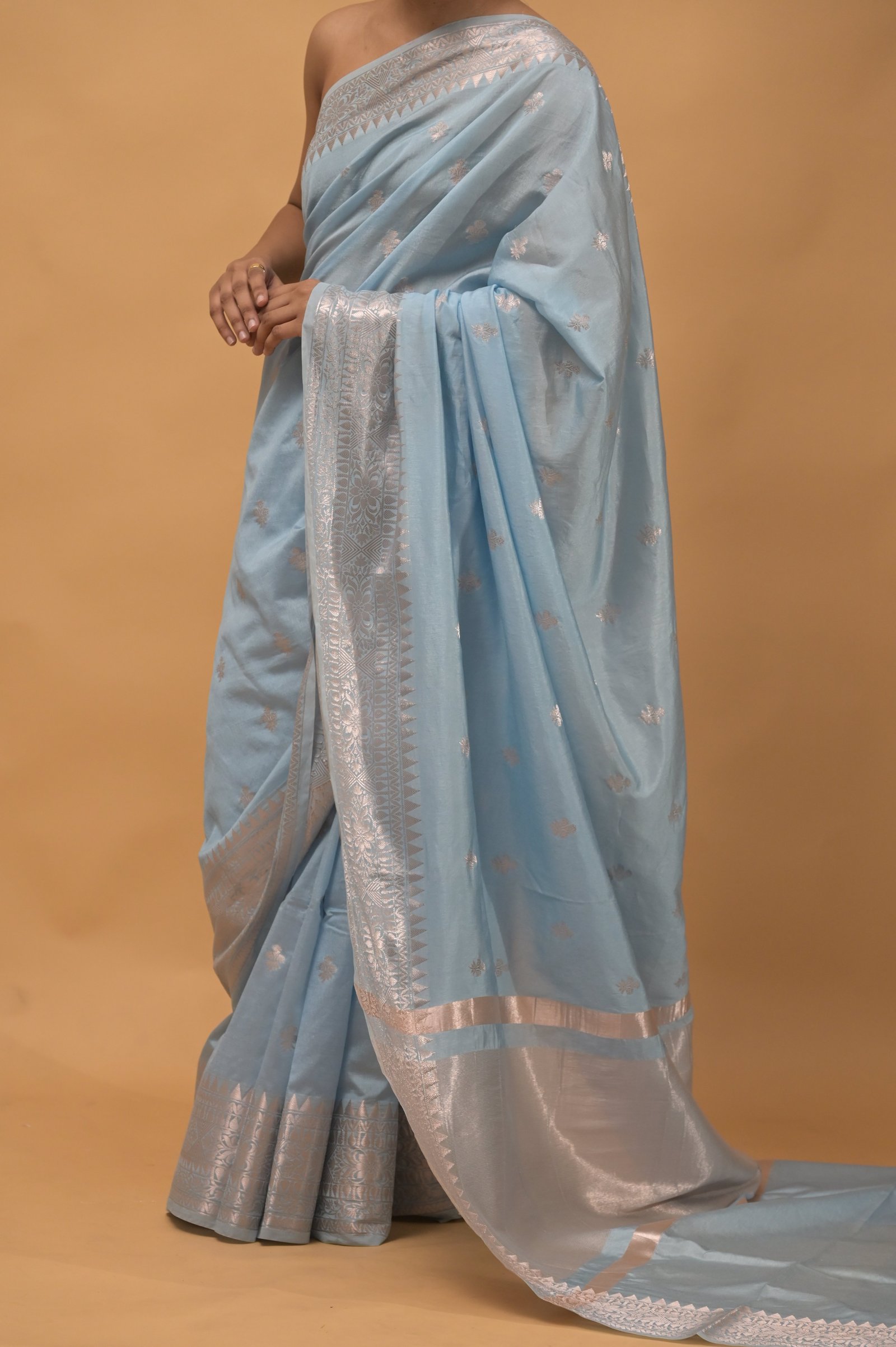 Handwoven Elegance in Pastel Blue Katan Silk Banarasi  Saree